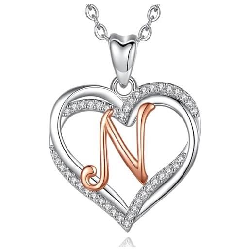 INFUSEU Collana con Ciondolo Cuore, Lettera A-Z Alfabeto
