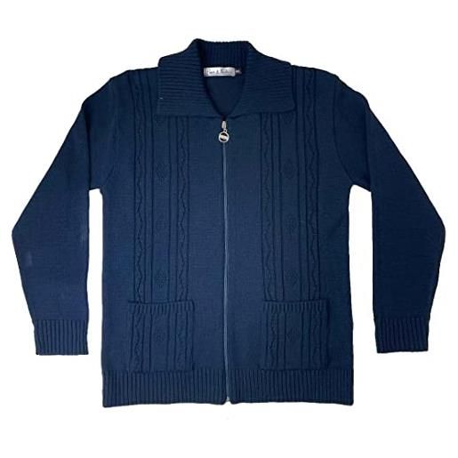 F & S LTD cardigan da donna lavorato a maglia, con cerniera, con tasche, taglia s-xl, blu, m-l