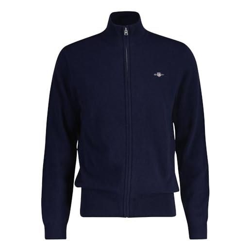Gant extrafine lambswool zip cardigan, blu marino, xxxxl