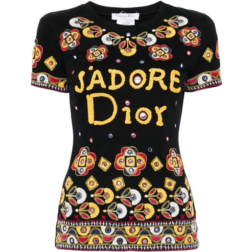 Christian Dior Pre-Owned - t-shirt con ricamo 2004 - donna - cotone - 36 - nero