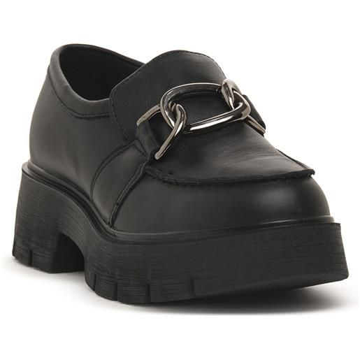 LifeStride Mocassini Londra 2 Donna In Ecopelle Nera - Con Catena E Tacco Comodo 3 Cm - Soft System