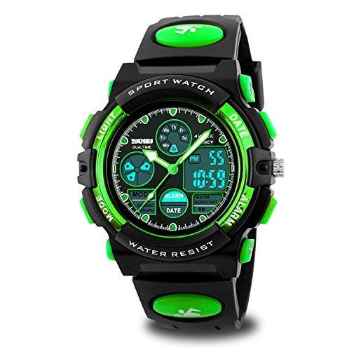CoFuo orologio sportivo digitale per bambini, per ragazzi e ragazze, impermeabile, per sport all'aperto, per bambini, casual, analogico, al quarzo, con sveglia, cronometro lyndee