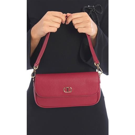 TWINSET mini tracolla TWINSET in saffiano con logo ovale, colore rosso
