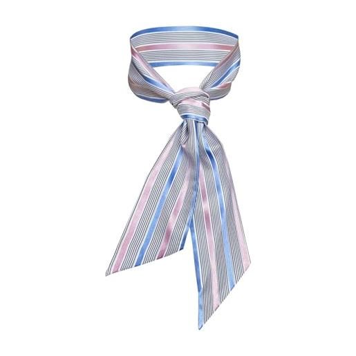 Remo Sartori - foulard in seta donna bandeau sciarpina per collo, borse e polso (rosa righe)