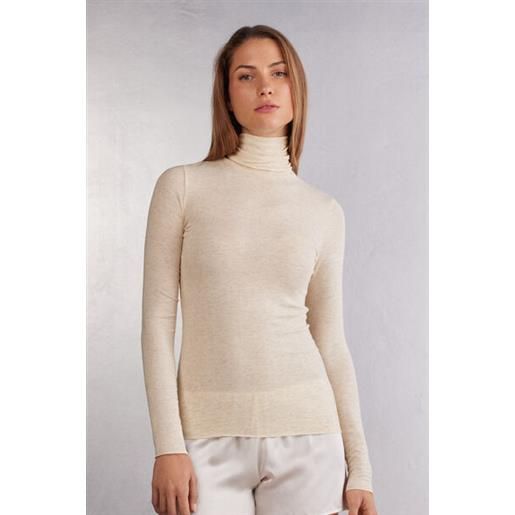Intimissimi maglia collo alto in modal light con cashmere lamè rosa chiaro