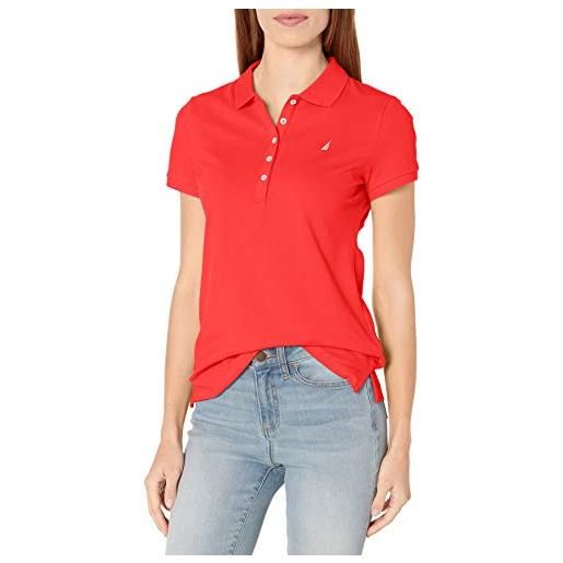 Nautica polo da donna in cotone a maniche corte con 5 bottoni, l