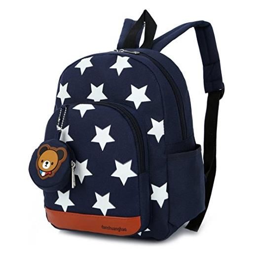 JameStyle26 teddy orsetto stella, zaino per bambini, zaino per la scuola, zaino per ragazzi e ragazze, blu scuro, 24x32x11 cm, rucksack