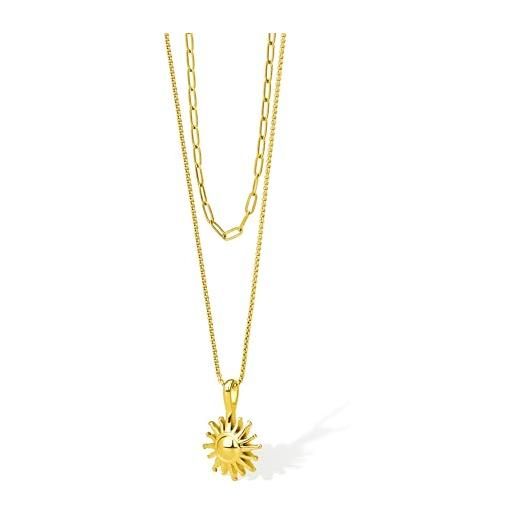 Purelei Collana Solea Con Ciondolo Sole – Acciaio Inox Placcato Oro/Argento/Oro Rosa, Lunghezza Regolabile 50-55 Cm | Gioiello Donna Ispirato Alle Hawaii