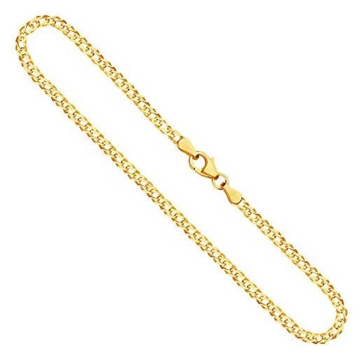 EDELIND catenina modello doppia grumetta donna in oro giallo, 14 carati 585, largh. 2,9 mm, p. 6.3 g, lungh. 60 cm, con chiusura ad aragosta, marchio di garanzia made in germany