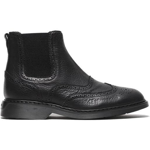 Hogan stivaletto in pelle nera martellata