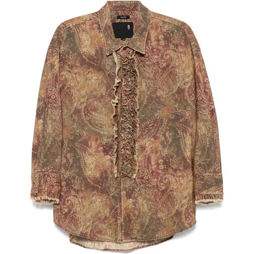 R13 camicia con collo basso - marrone