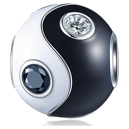 CRISNATA yin yang nero bianco smalto charms, ying yang balance charm, 925 argento sterling cinese taoismo tai chi come perline di calcio, fit braccialetto pandora donne, per il mio primo regalo