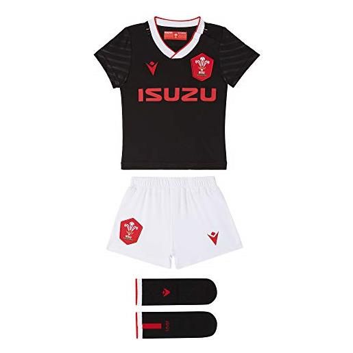 Macron 58125564 wru m20 maglia con pantaloncini e calzini, alternate boxset, bambini, nero, 6/9m