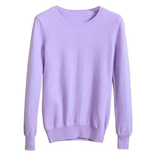 Shevog maglione maglione in cashmere tinta unita girocollo manica lunga pullover maglieria top, blu reale, 48