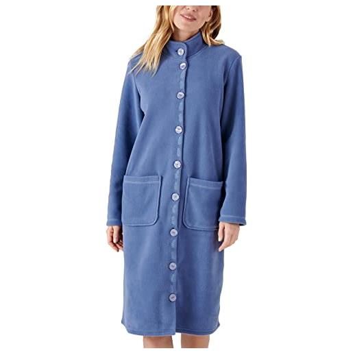 Damart abito da camera in pile termico a maniche lunghe vestaglia, blu ghiaccio, xxl donna