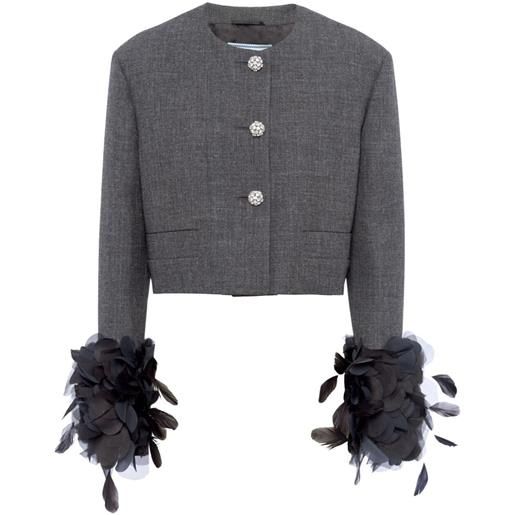 Prada cropped jacket with feather