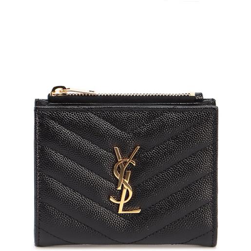 Saint Laurent `cassandre matelassé` bi-fold wallet