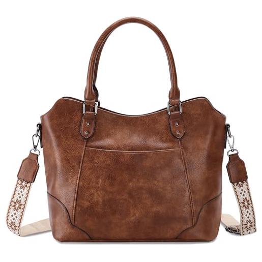 AILLOSA Borsa Donna Tracolla E Tote – Set 2 Pezzi In Pelle, Tinta Unita, Misura 54 Cm