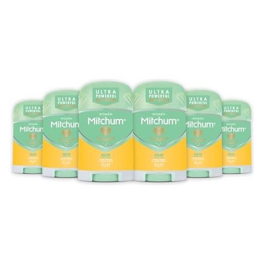 Mitchum revlon Mitchum women triple odor defense - deodorante stick e antitraspirante pure fresh, testato dermatologicamente, 41 g (confezione da 6)