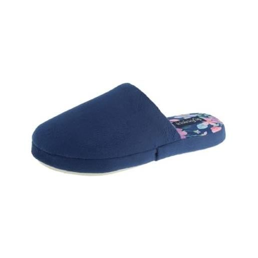Generic de fonseca pantofole ciabatte invernali donna con sottopiede imbottito in tela e suola in gomma antiscivolo, comode ed eleganti - mod. Roma topi w801 (blu, 38/39)