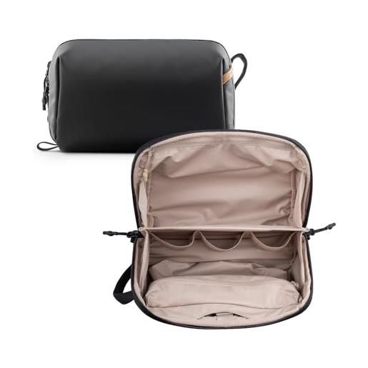 Walter Beauty Case Da Uomo In Pelle – Borsa Da Viaggio, Trousse Da Barba Con Fodera Impermeabile E Tasche Interne, Blu, 15x25x11 Cm