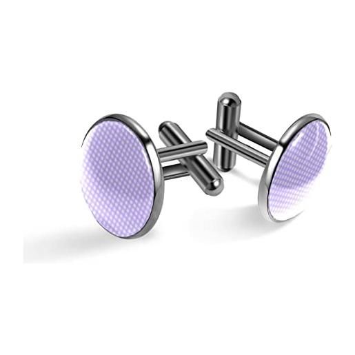 Generic set di gemelli da uomo con motivo scozzese lilla per matrimoni e affari, 20mm*20mm, acciaio inossidabile, quarzo creato