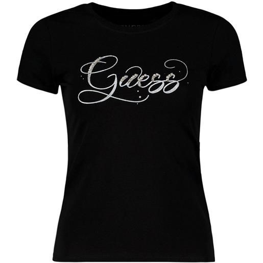GUESS t-shirt logo strass corsivo donna