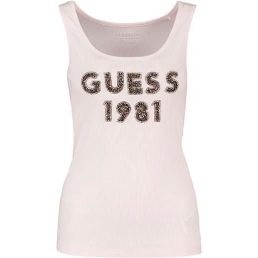 GUESS canotta costine logo strass donna