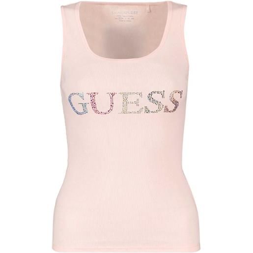 GUESS canotta costine logo strass donna