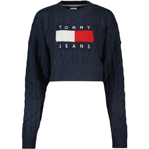 TOMMY JEANS maglione girocollo a trecce logo donna