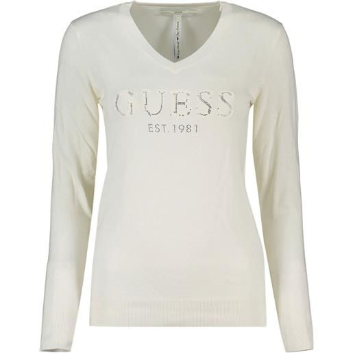 GUESS maglione scollo v logo strass jade donna
