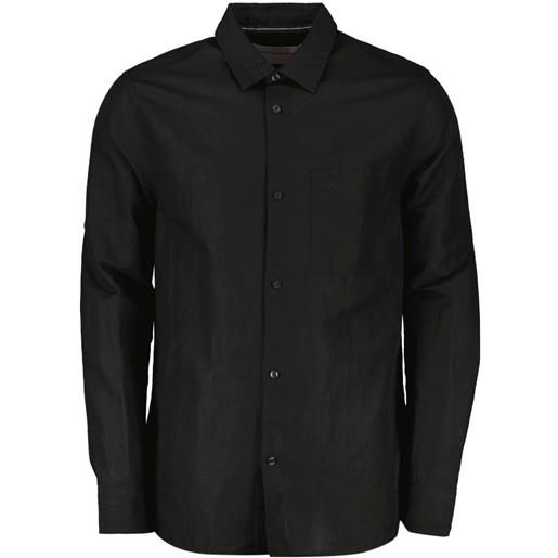 CALVIN KLEIN camicia in misto lino regular tasca logo