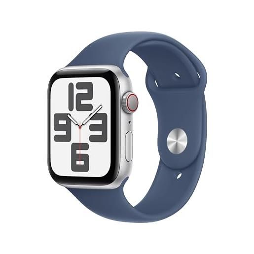 Apple watch se (2ª gen. ) gps + cellular 44 mm smartwatch con cassa in alluminio argento e cinturino sport denim - m/l. Tracker per il fitness e il sonno, app battito, rilevamento incidenti