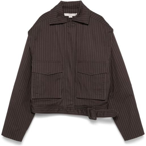 REMAIN bomber gessato con cappuccio - marrone