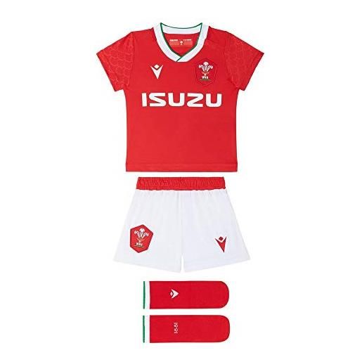 Macron 58125559 wru m20 maglia con pantaloncini e calzini, home boxset, bambini, rosso, 9/12m