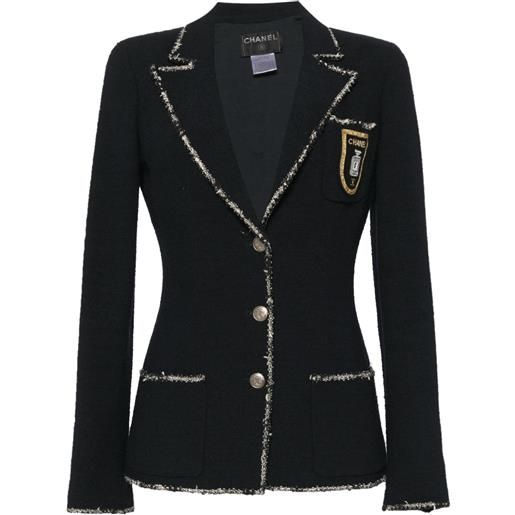 CHANEL Pre-Owned - giacca monopetto 2005 - donna - cotone/lana/nylon/seta/elastam - 38 - blu