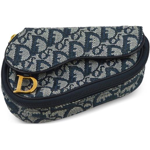 Christian Dior Pre-Owned - portafoglio trotter saddle 1998 - donna - pelle/tela - taglia unica - blu