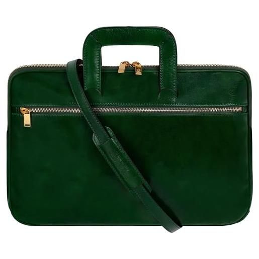 Time Resistance borsa porta pc da uomo in pelle - valigetta da computer fatta a mano in italia - ventiquattrore uomo con cerniera - elegante borsa in pelle da portare a mano o a tracolla (cognac)