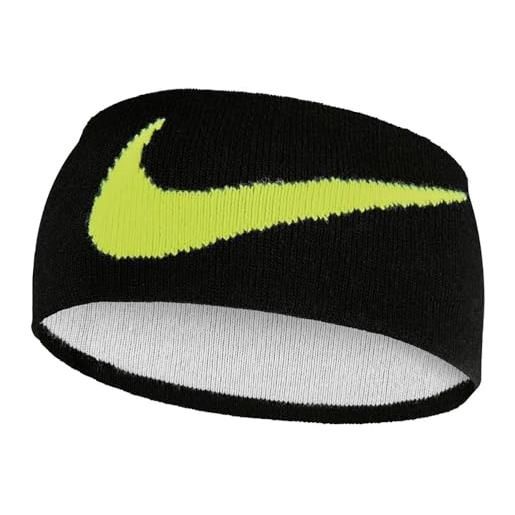 Nike m seamless n100.2605.073. Os - fascia per capelli, reversibile, colore: nero/light bone/volt