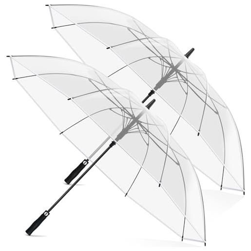 Weewooday 2 pezzi ombrelli trasparenti grande xxl automatico elegante con pulsante ombrello da sposa antivento impermeabile para partner (150 cm)