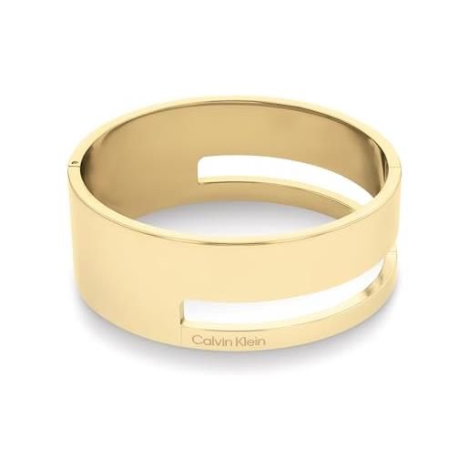 Calvin Klein braccialetto rigido da donna collezione geometric essentials in acciaio inossidabile e oro giallo