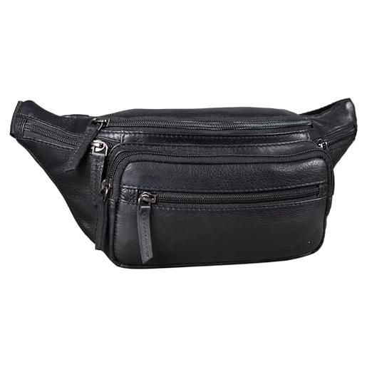 STILORD "zion" marsupio in pelle vintage moderno uomo donna borsa a vita in cuoio vero borsello con cerniere resistente alla moda colore: ossidiana nero