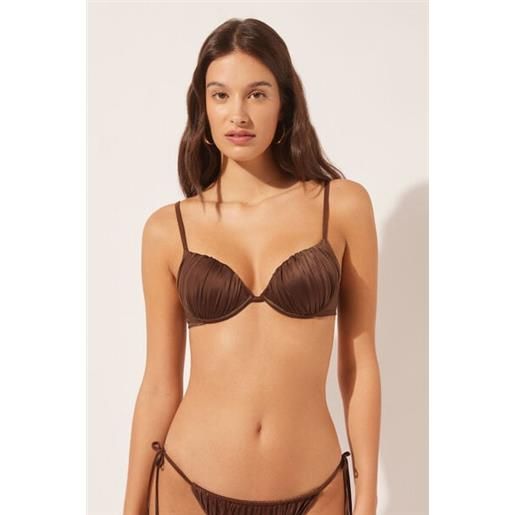 Calzedonia push up costume shiny satin marrone