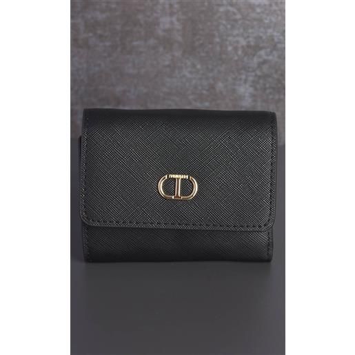 TWINSET mini portafoglio TWINSET continental con logo in metallo, colore nero