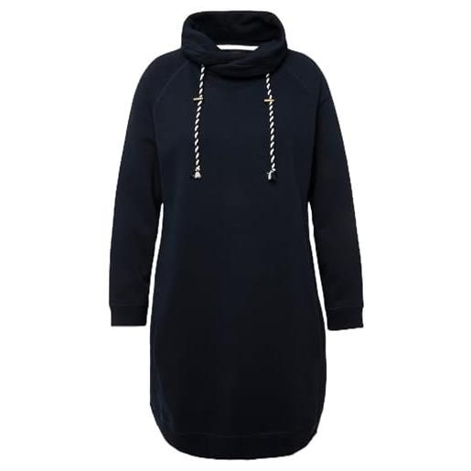 Ulla Popken sweatkleid, stehkragen, langarm, taschen vestito, marine, 50-52 donna