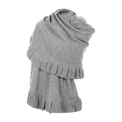 MAPIMANIA - stola elegante donna in lana, sciarpa invernale color grigio chiaro, scialle made in italy, coprispalle per inverno, mantella calda