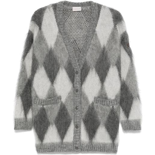 Moncler cardigan con motivo a rombi - grigio