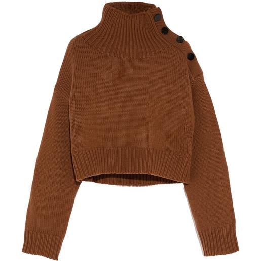 Yves Salomon maglione crop - marrone