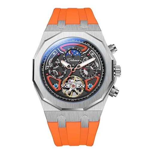 Orologio da polso con fasi lunari per uomo orologio meccanico automatico multifunzionale orologi da uomo d'affari in acciaio inossidabile impermeabile 2024