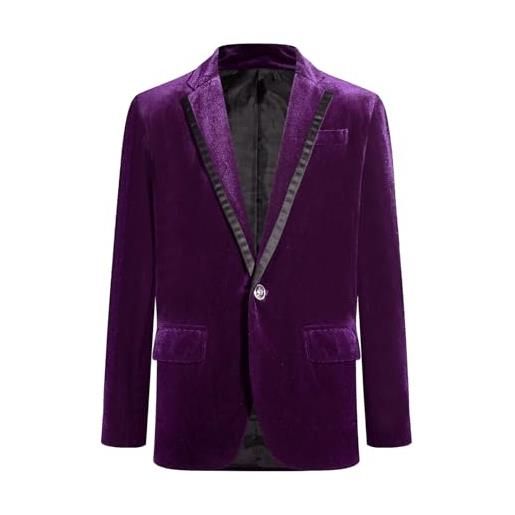 inlzdz blazer da bambini giacche da smoking abito con bottoni monopetto blazer a collo v cappotto formale vestiti da cerimonia battesimo matrimonio b viola 9-10 anni